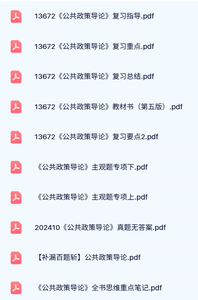 13672 《公共政策导论》自考资料及课程+考前押题+笔记及PPT课件