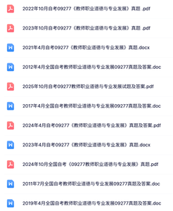 09277《教师职业道德与专业发展》自考资料及课件+考前押题+历年真题及答案