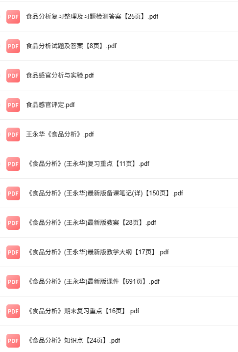 王永华《食品分析》复习重点+知识点+试题及答案