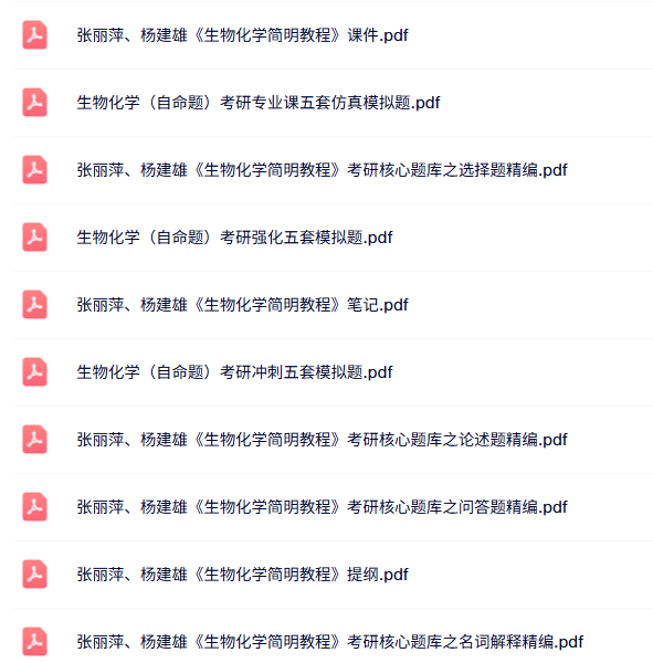 张丽萍、杨建雄《生物化学简明教程》课件提纲+考研题库+复习笔记