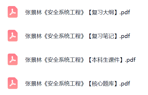 张景林《安全系统工程》课件提纲+复习笔记+考研题库及答案