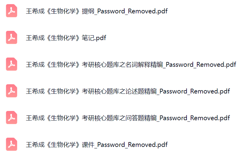 王希成《生物化学》考研题库及答案+课件提纲+复习笔记